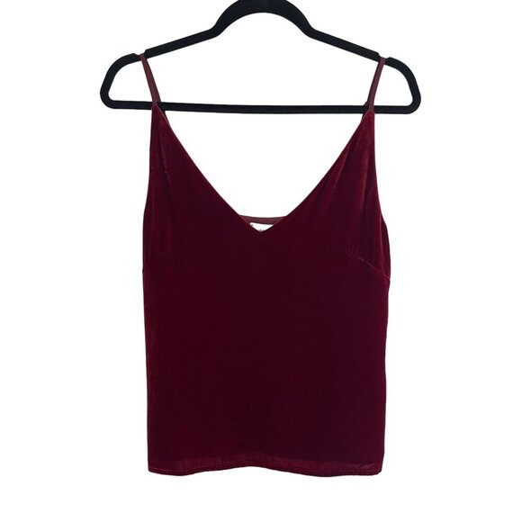 L'Agence Size XS Gabriella Velvet Camisole Tank Red Cami Silk Adjustable Straps - Picture 6 of 13